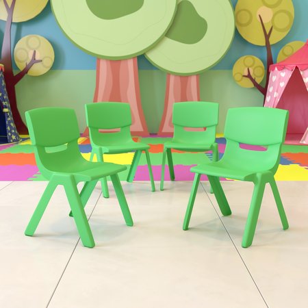 Flash Furniture Green Plastic Stackable School Chair with 13.25'' Seat Height, PK4 4-YU-YCX4-004-GREEN-GG